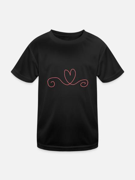Ligne d’icônes en forme de cœur rose - T-shirt sport Enfant - noir - Devant