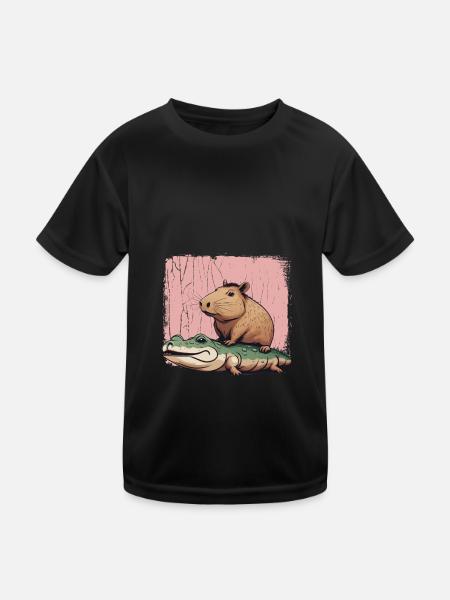 Capybara Capybara Cadeau drôle mignon - T-shirt sport Enfant - noir - Devant
