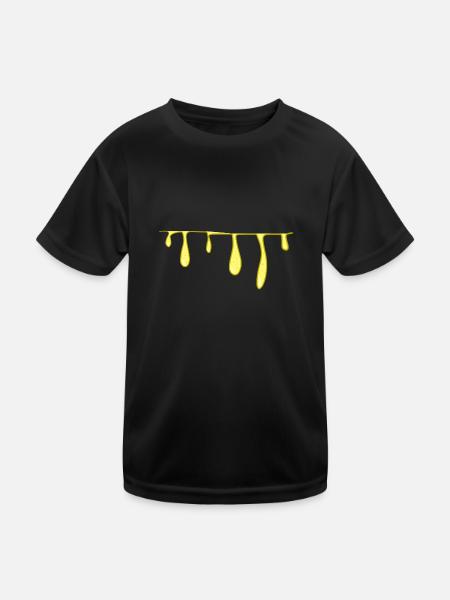 gelber schleim linie strich schleimig - Kinder Funktions-T-Shirt - Schwarz - Vorne