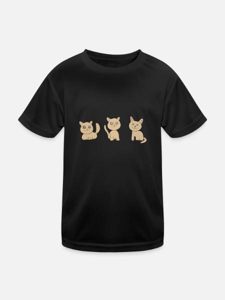 drei Katzen Katze Symbole tiere haustier - Kinder Funktions-T-Shirt - Schwarz - Vorne