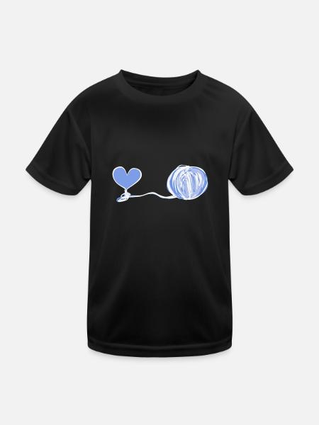 Symbole du cœur laine ligne rose amour - T-shirt sport Enfant - noir - Devant