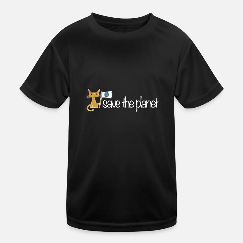 rette den Planeten Klimaschutz Katze Kinder Funktions-T-Shirt