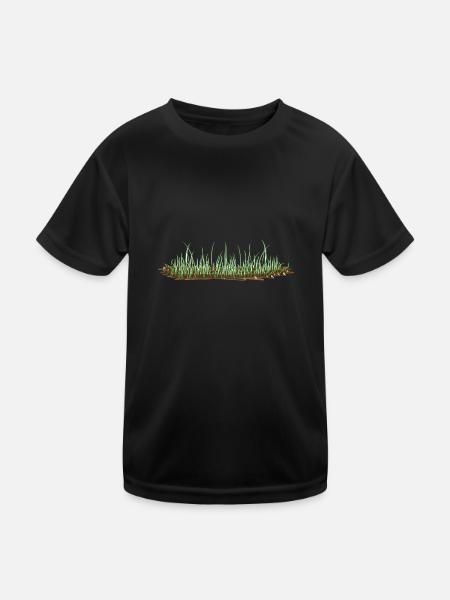 Grass Boden Natur grün - Kinder Funktions-T-Shirt - Schwarz - Vorne