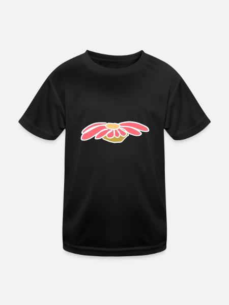 Flower symbol plant shape symbol pink - Kids Functional T-Shirt - black - Front