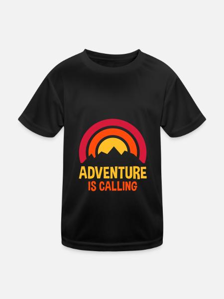 L’aventure appelle (Sonne hinter Bergkamm) - T-shirt sport Enfant - noir - Devant