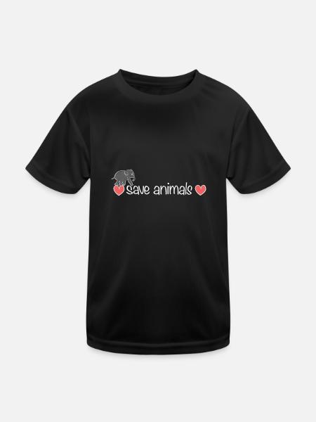 Hearts Save Animals Animal Elephant - T-shirt sport Enfant - noir - Devant