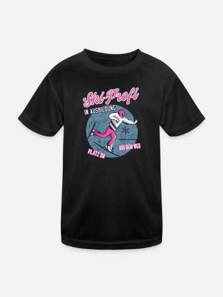 Ski Anfänger Skiläufer Skifahrer Skilehrer Skier - Kinder Funktions-T-Shirt - Schwarz - Vorne