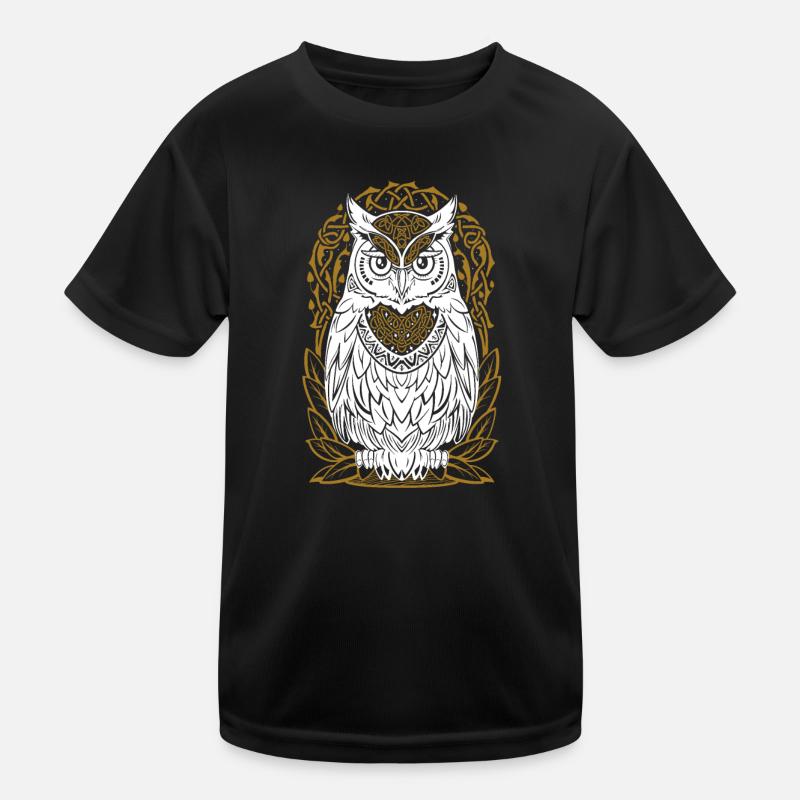 Weiße Eule - Kinder Funktions-T-Shirt - Schwarz