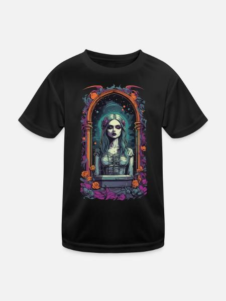 Gothic Bride Aesthetic Occult Retro Design - Kids Functional T-Shirt - black - Front