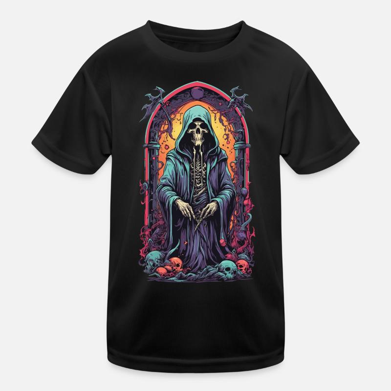 Gothic Grim Reaper Hexen Magier Kunstwerk Kinder Funktions-T-Shirt