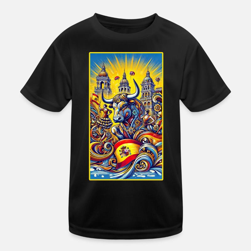 Spanien Stier Espana Design Kinder Funktions-T-Shirt