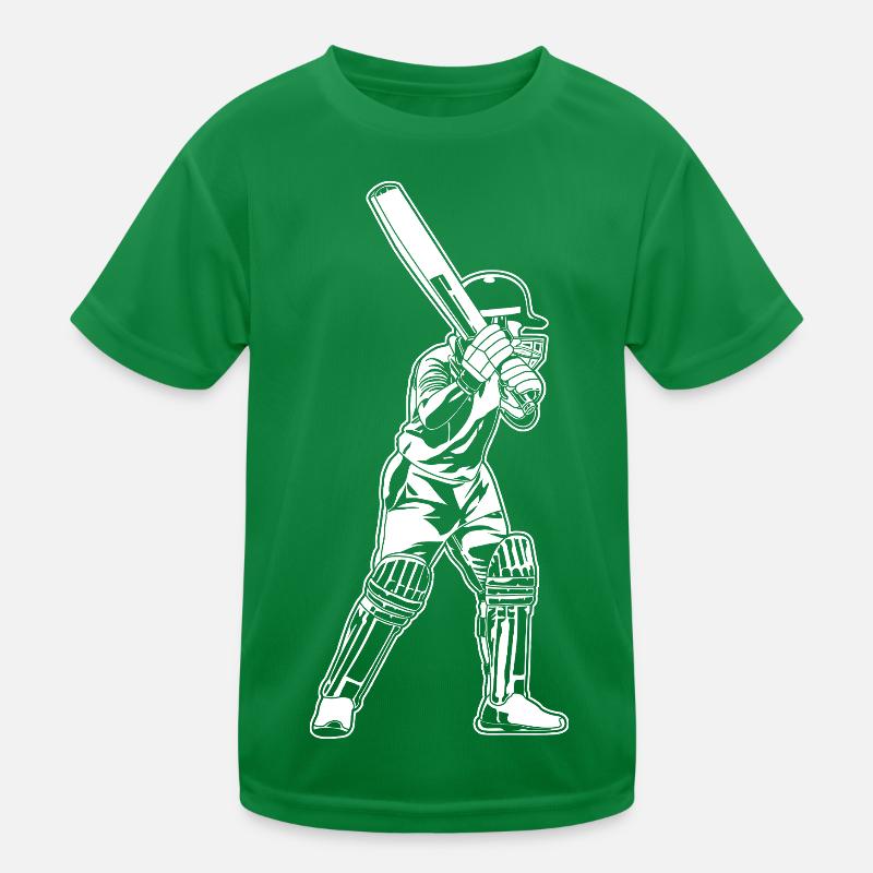 Cricket Batter Sketch Kids Functional T-Shirt