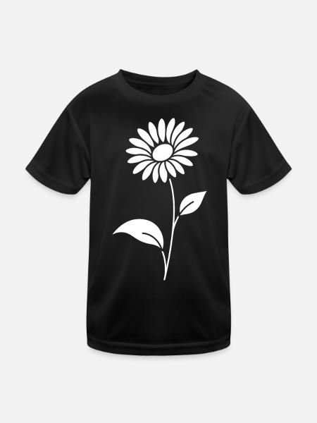 Abstrakte Blumen Silhouette Sommermotiv - Kinder Funktions-T-Shirt - Schwarz - Vorne