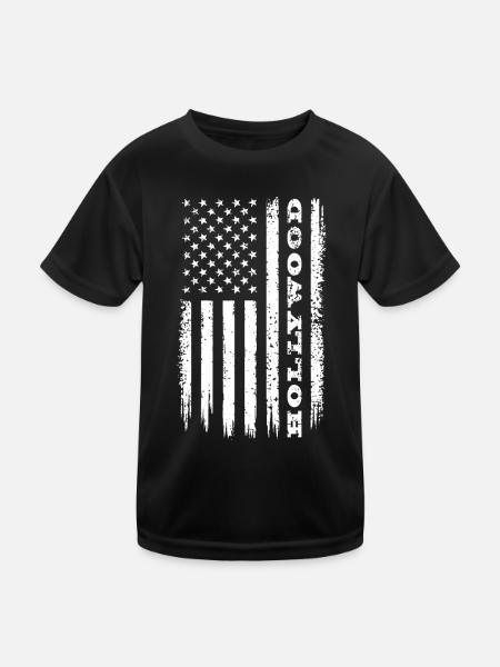 Flagge USA Hollywood Geschenk - Kinder Funktions-T-Shirt - Schwarz - Vorne