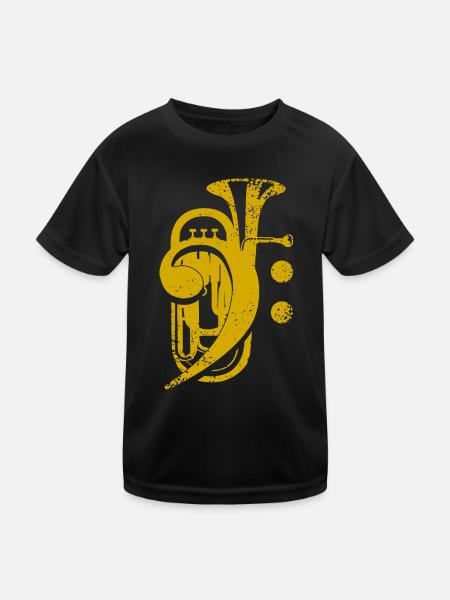 Baryton, Euphonium, Musique de cuivres, Clef - T-shirt sport Enfant - noir - Devant