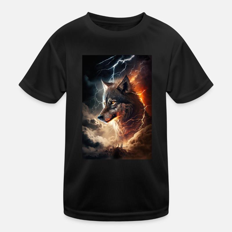 Wolf Blitz Thunder Epic Cool Epic Wolves Kids Functional T-Shirt