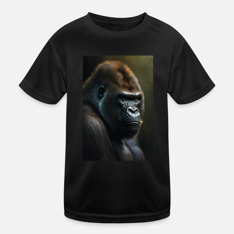 Gorilla Affe Cool - Kinder Funktions-T-Shirt - Schwarz