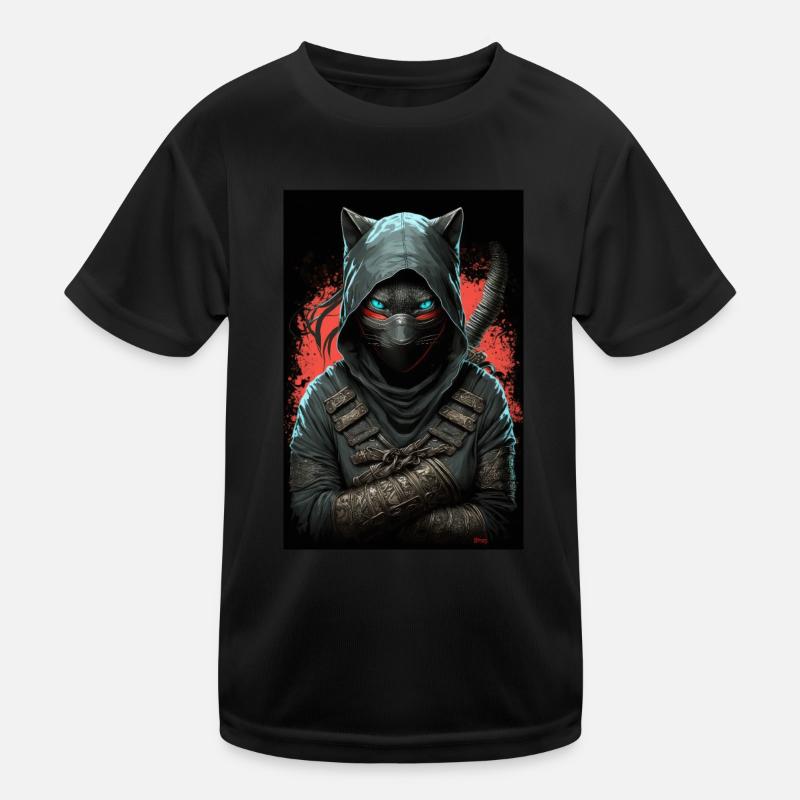 Ninja Katze Japan Kinder Funktions-T-Shirt