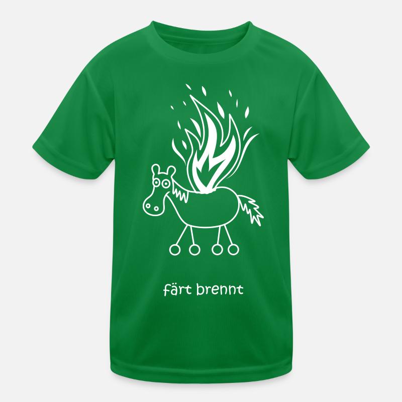 färt brennt, färt mit Rädern, Feuer, grillen Pferd Kinder Funktions-T-Shirt