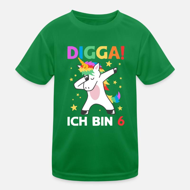 Digga Ich Bin 6 Jahre 6. Geburtstag Einhorn Kinder Funktions-T-Shirt