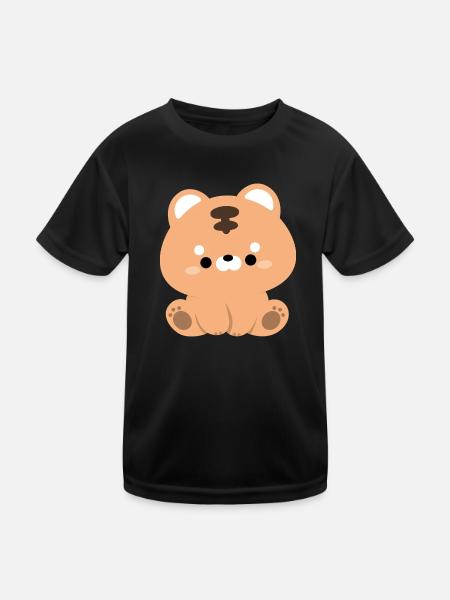 Cute Tiger - Kids Functional T-Shirt - black - Front