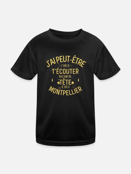 Dans ma Tête je suis à Montpellier - T-shirt sport Enfant - noir - Devant