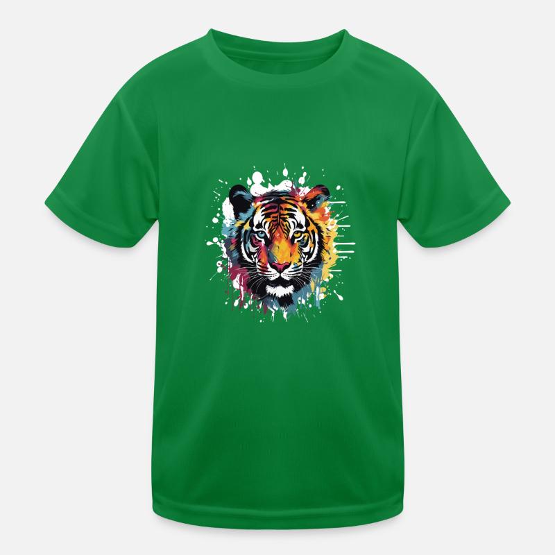 Tiger Animal Pop Art Head Kids Functional T-Shirt