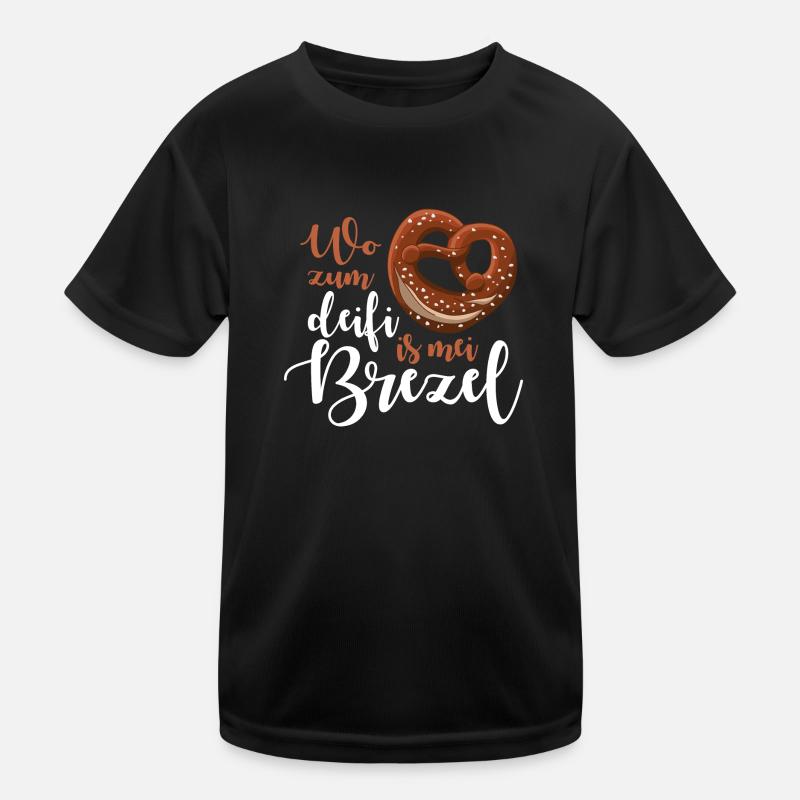 Wo zum deifi is mei Brezel Kinder Funktions-T-Shirt
