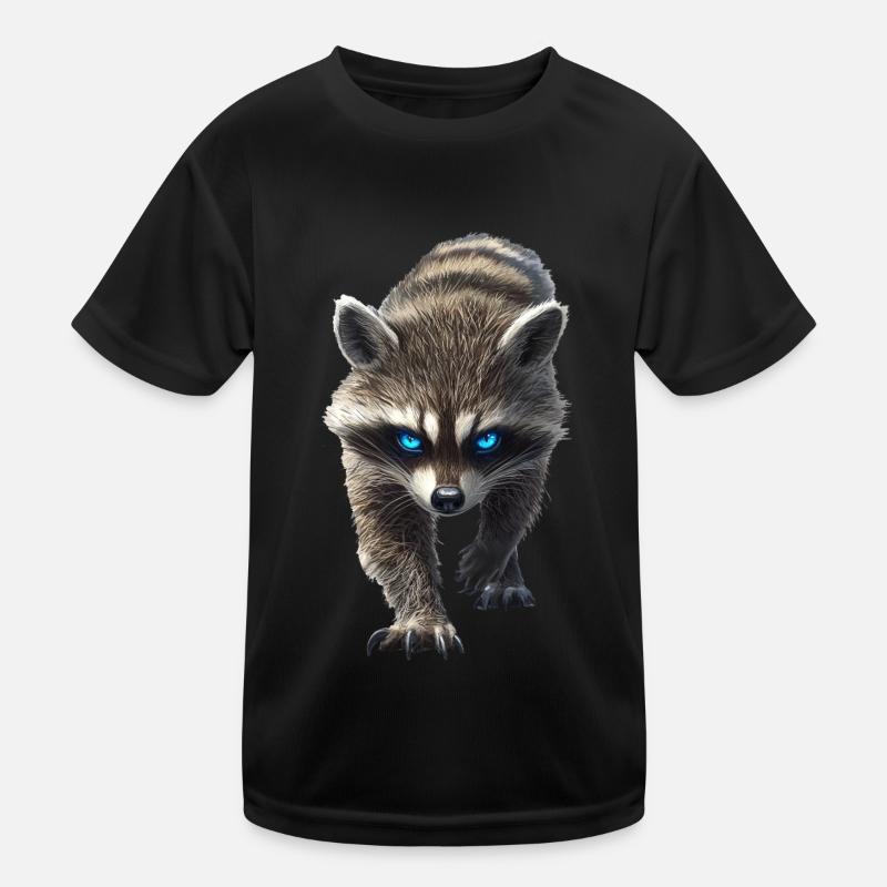 Waschbär - Kinder Funktions-T-Shirt - Schwarz