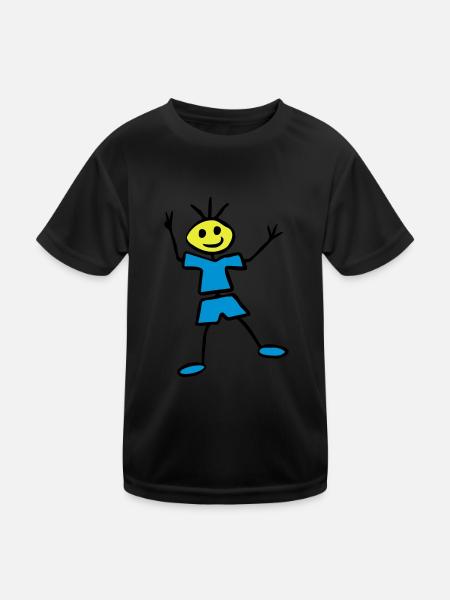 Stick figure - Kids Functional T-Shirt - black - Front