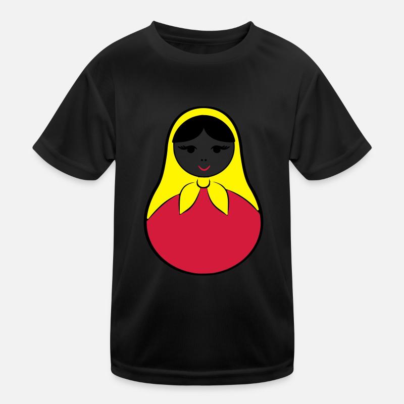 Matroschka / Babuschka - russische Puppe in Puppe - Kinder Funktions-T-Shirt - Schwarz