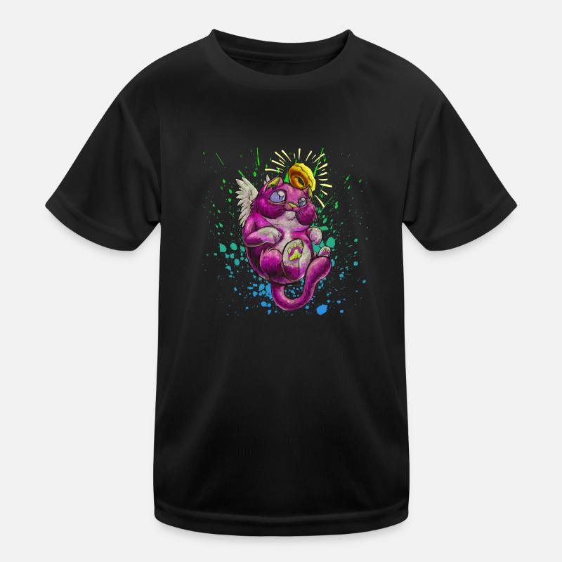 Saint cat - Kids Functional T-Shirt - black
