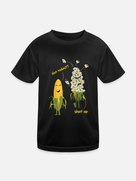 Mais Popcorn Heiß Wetter Sommer - Kinder Funktions-T-Shirt - Schwarz
