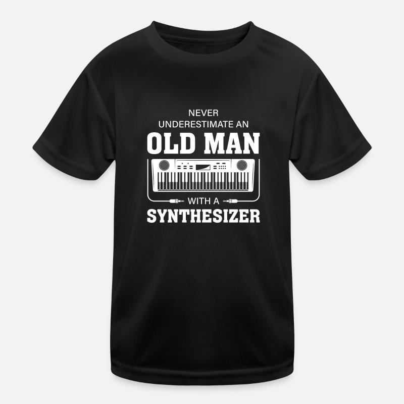 Old man synthesizer musician music keyboard Kids Functional T-Shirt