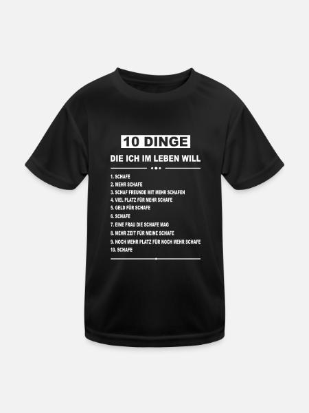 Schaf Schafe Lamm Wolle Tier Schäfer Schäfchen - Kinder Funktions-T-Shirt - Schwarz - Vorne