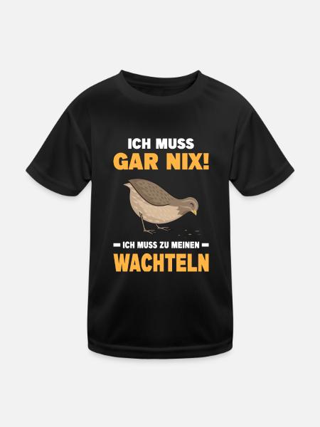 Wachtel Wachteln Wachtelzüchter Vogel Bauernhof - Kinder Funktions-T-Shirt - Schwarz - Vorne