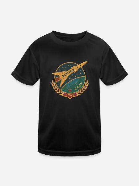 Vostok Gagarin Sputnik Weltraum Russland Astronaut - Kinder Funktions-T-Shirt - Schwarz - Vorne