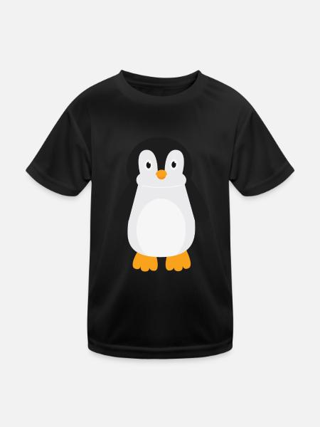 Pinguin - Kinder Funktions-T-Shirt - Schwarz
