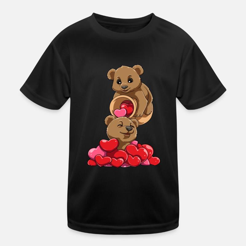 Niedlicher Bär Herzen überfüllt Kinder Funktions-T-Shirt