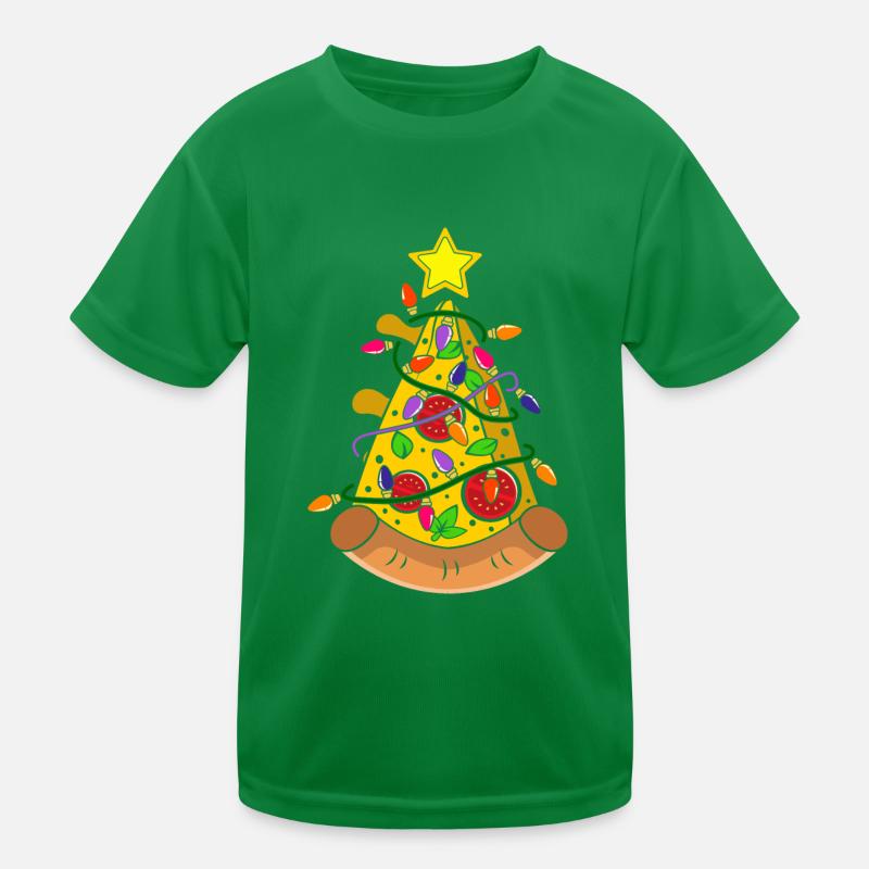 Pizza Christmas Tree Lights Kids Functional T-Shirt