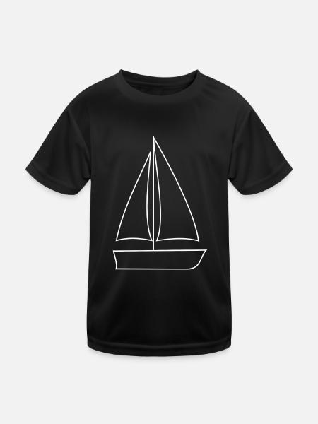 Voilier, voilier, - T-shirt sport Enfant - noir - Devant