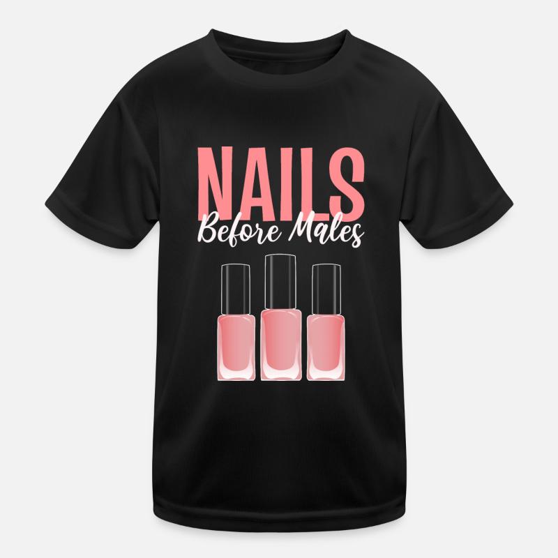 Nägel vor Männern Nagel-Techniker Gift Kinder Funktions-T-Shirt