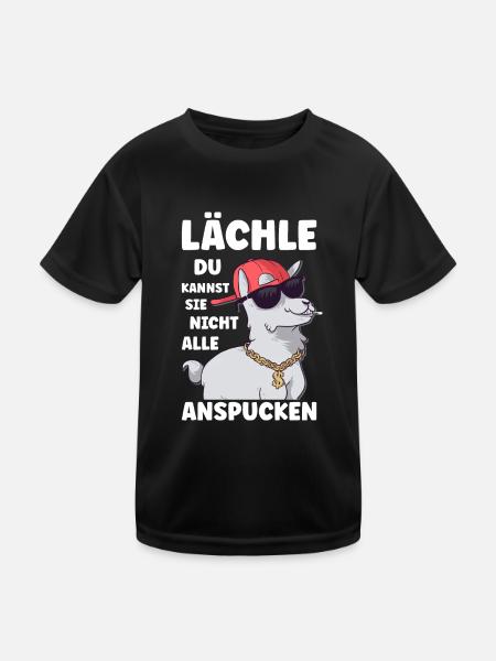 Lächle du kannst sie nicht alle Alpaka Sprüche - Kinder Funktions-T-Shirt - Schwarz - Vorne