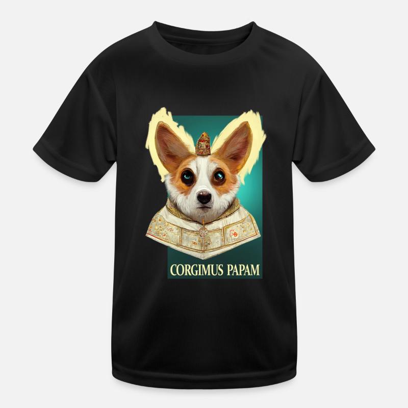 Corgi Papst Kinder Funktions-T-Shirt