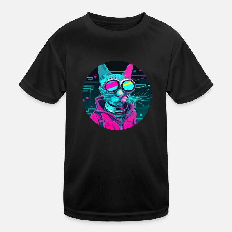 Stylish Cat - Kids Functional T-Shirt - black