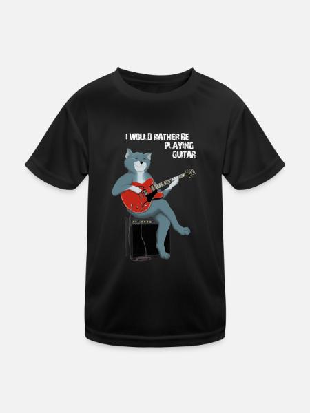 ICH WÜRDE LIEBER GITARRE SPIELEN - CAT - Kinder Funktions-T-Shirt - Schwarz - Vorne