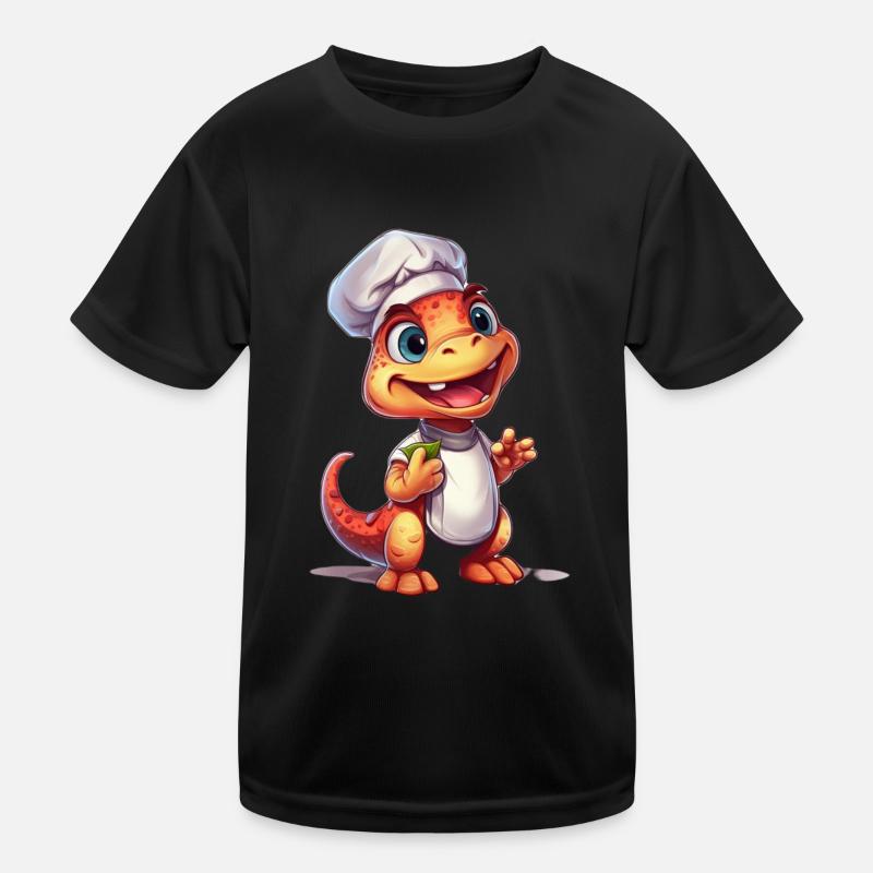 Mignon bébé Velociraptor Chef - T-shirt sport Enfant - noir