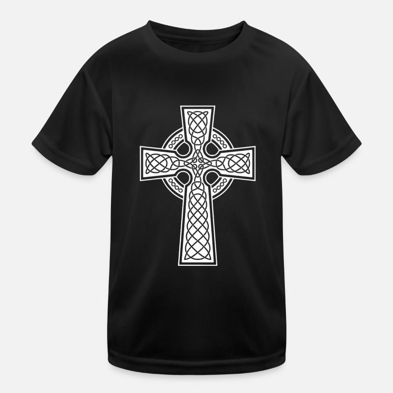 Long Celtic cross and white braided Kids Functional T-Shirt