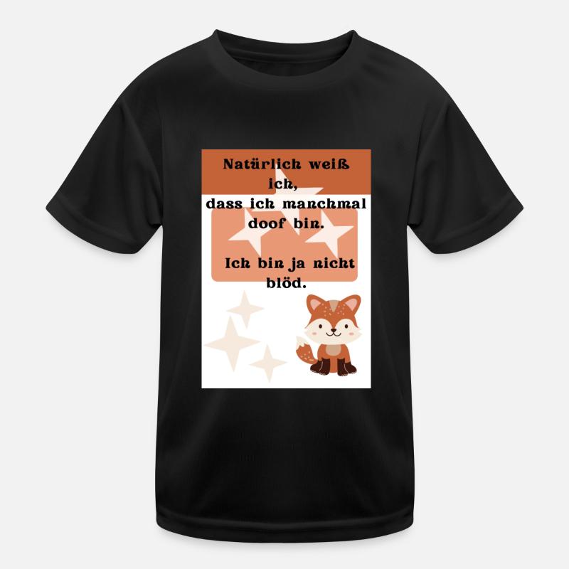 Schlaufuchs - Kinder Funktions-T-Shirt - Schwarz