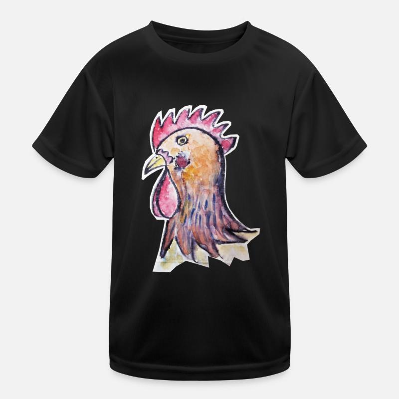 Ein bunter Hahnenkopf, Hahn im Korb Kinder Funktions-T-Shirt